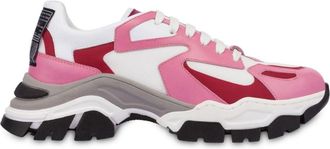 Moschino panelled lace-up sneakers - women - Fabric/Elastane/Polyamide/Fabric/Rubber - 36 - Pink