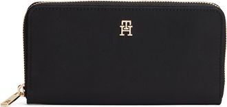 Tommy Hilfiger Geldb&ouml;rse TOMMY HILFIGER TH ICON LRG ZA NYLON, Damen, schwarz, Nylon, Kleinlederwaren Geldb&ouml;rse, Geldbeutel, Portemonnaie mit TH-Logoemblem