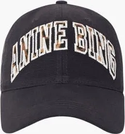 Anine Bing Jeremy Logo Baseball Cap in Washed Black at Nordstrom