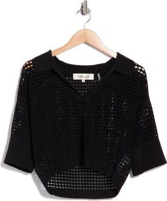 Diane Von F&uuml;rstenberg Harper Knit Johnny Collar Top in Black at Nordstrom Rack, Size X-Small