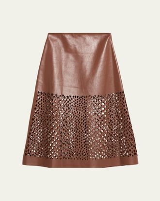 TWP The A-Line Leather Skirt with Laser Cutouts