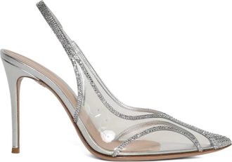 Gianvito Rossi 95mm Brenda slingback pumps - women - Calf Suede/Calf Leather/Thermoplastic Polyurethane (TPU)/Plastic - 41 - Silver