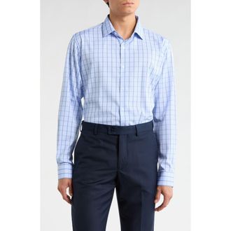 Nautica Slim Fit Grid Print Dress Shirt in Blue at Nordstrom Rack, Size 14.5 - 32/33