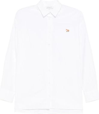 Maison Kitsun&eacute; Overhemden, Dames, Wit, M, Witte Klassieke Geknoopte Overhemd