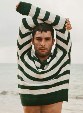 Le 31 Mens Nautical-stripe Henley Shirt sweater