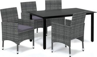 vidaXL Vidaxl - Juego Muebles Jard&iacute;n 5 Pzas Con Cojines Rat&aacute;n Sint&eacute;tico Gris
