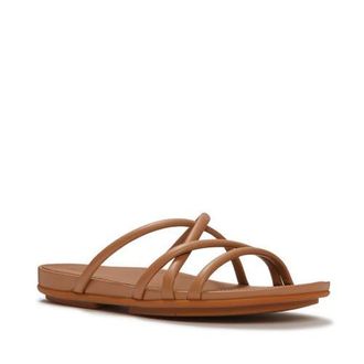 FitFlop Gracie Leather Strappy Slides in Classic Tan at Nordstrom, Size 11