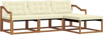 vidaXL Conjunto De Sof&aacute;s De Exterior 4 Uds. Natural Y Crema Vidaxl