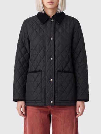 Burberry Giubbotto corto trapuntato in nylon con collo in velluto e interni check