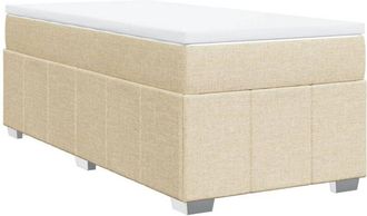 vidaXL Cama Box Spring Con Colch&oacute;n Tela Color Crema 80x200 Cm Vidaxl