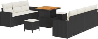 vidaXL Vidaxl - Garden Sofa Set Height-Adjustable 10 pcs Black Poly Rattan