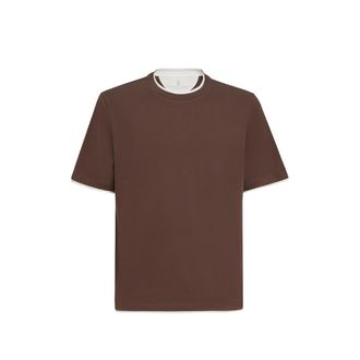 Brunello Cucinelli Cotton Jersey Crew Neck T-shirt With Faux-layering