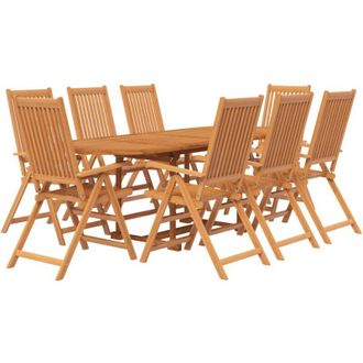 vidaXL Juego De Comedor Para Jard&iacute;n 9 Piezas Madera Maciza De Acacia Vidaxl
