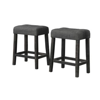 Best Master Furniture Yosef 24 Wood Counter Stool in Charcoal (Set of 2)