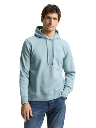 Tom Tailor Hoodie TOM TAILOR, Herren, Gr. L, tourmaline, Sweatware, Obermaterial: 70% Baumwolle, 30% Polyester, unifarben, regular fit normal, ohne Ausschnitt, R