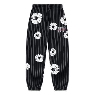 Denim Tears Pinstripe Wreath Sweatpants Black FW25BAS11282289