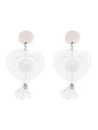 Amir Slama heart-motif drop earrings - Silver