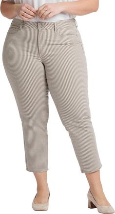 NYDJ Plus Marilyn Sandbar Stripe Ankle Crop Jean