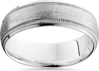 Pompeii3 Platinum 6mm Brushed Ring Mens Wedding Band Size Selectable