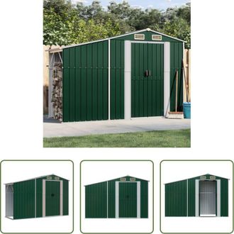 vidaXL Capanno in acciaio zincato - Capanno da Giardino Verde 277x93x179 cm in Acciaio Zincato