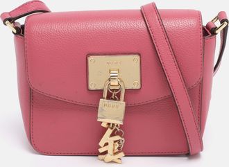 DKNY Dkny Pink Leather Small Elisa Crossbody Bag