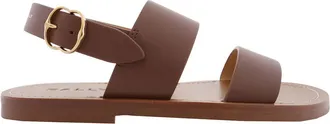 Bally Bilki Leather Ankle Strap Flat Sandals, Brand Size 35 ( US Size 4.5 )