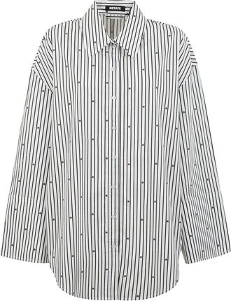 Rotate Oversized Striped Cotton Shirt