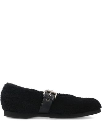 Premiata buckle-fastening shearling ballet flats - Black