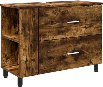 vidaXL Unidad De Tocador De Ba&ntilde;o Roble Ahumado 80 X 35 X 60 Cm Vidaxl