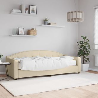 vidaXL Sof&aacute; Cama Con Colch&oacute;n Tela Crema 80x200 Cm Vidaxl