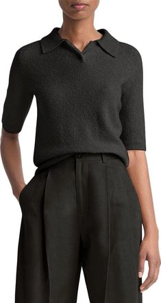 Vince Soft Boucle Silk & Cashmere-Blend Polo Shirt