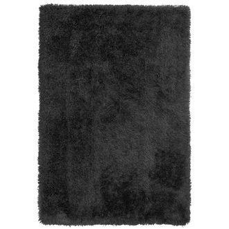 Beliani Beliani - Alfombra Peluda Negra De Pelo Largo 160 X 230 Cm Rectangular Con Mechones De Algod&oacute;n Cide