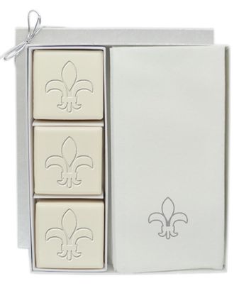 Carved Solutions Fleur De Lis Soap And Towel Set