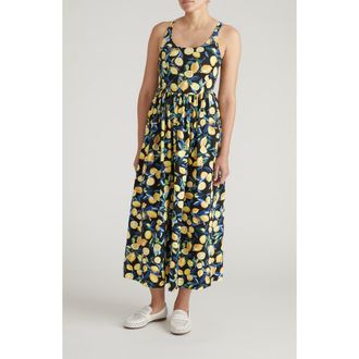 Universal Standard Cayo Cami Maxi Dress in Limoncello Print In Black at Nordstrom, Size Xx-Large