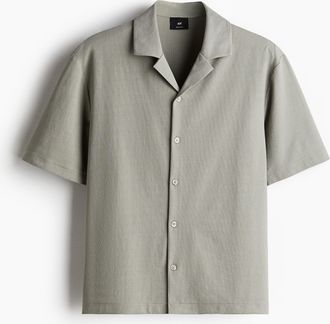 H&M Geripptes Freizeithemd in Regular Fit - Green