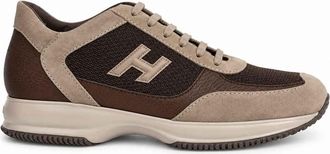 Hogan Brown Leather Beige Suede H Logo Sneakers