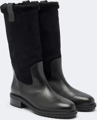 Aeyde Theo leather and suede knee-high boots