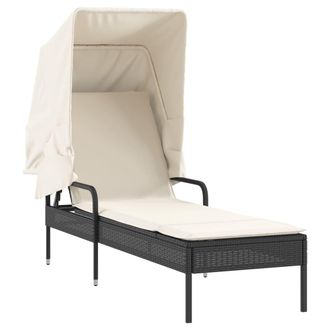 vidaXL Vidaxl - Lettino Prendisole Con Baldacchino Nero In Polyrattan