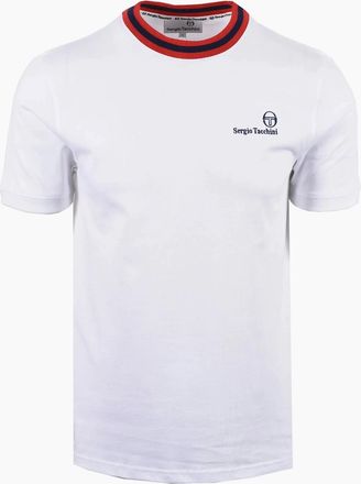 Sergio Tacchini Mens SERGIO TACCHINI RAINER FC T-SHIRT WHITE/MARITIME BLUE/ADRENELINE RED - Size: 38