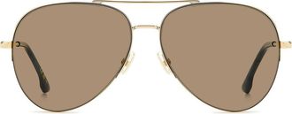 Victoria Beckham Pilot 62mm Aviator Sunglasses in Gold Blue/Brown at Nordstrom