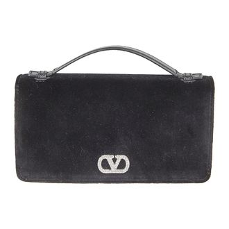 Valentino Garavani Wallets & Cardholders, female, Black, Size: ONE SIZE Vlogo Signature Velvet Chain Wallet