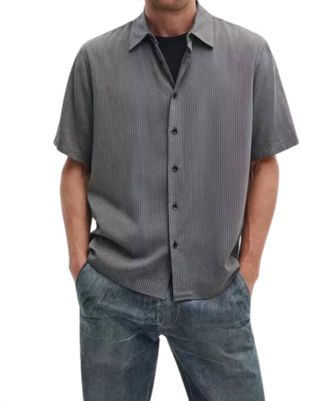 Rag & Bone Dalton Short Sleeve Jacquard Shirt In Grey