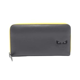 Fendi Pre-owned Wallets, female, Gray, Size: ONE SIZE Pre-owned Monster Bugs Eye Leather Long Wallet