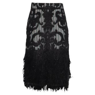 Ganni Ganni Striped Feather Pencil Skirt in Black Cotton