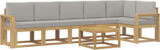 vidaXL Conjunto De Sof&aacute;s De Exterior 7 Uds. Blanco Y Gris Claro Vidaxl
