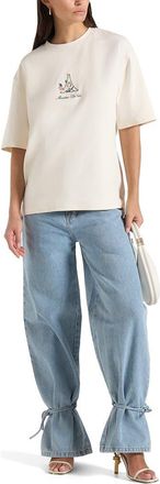 Mani&egrave;re De Voir TS008 Unisex Floral Eiffel Cotton T-Shirt in Cream at Nordstrom, Size Small
