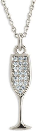 Sterling Forever Pav&eacute; Cubic Zircoia Champagne Flute Pendant Necklace in Silver at Nordstrom