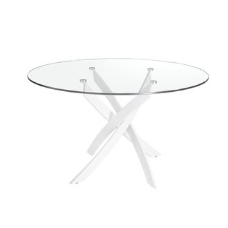 Angel Cerdá Mesa de comedor redonda, Cristal Blanco - Ø130x75 cm