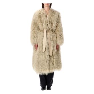 S.W.O.R.D 6.6.44 Faux Fur & Shearling Jackets, female, Beige, Size: XS Luxurious Shearling Maxi Coat Beige