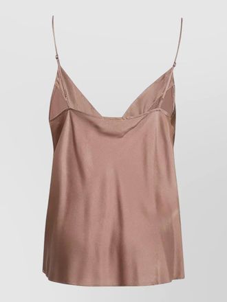 Forte_Forte stretch silk satin slip top v neckline